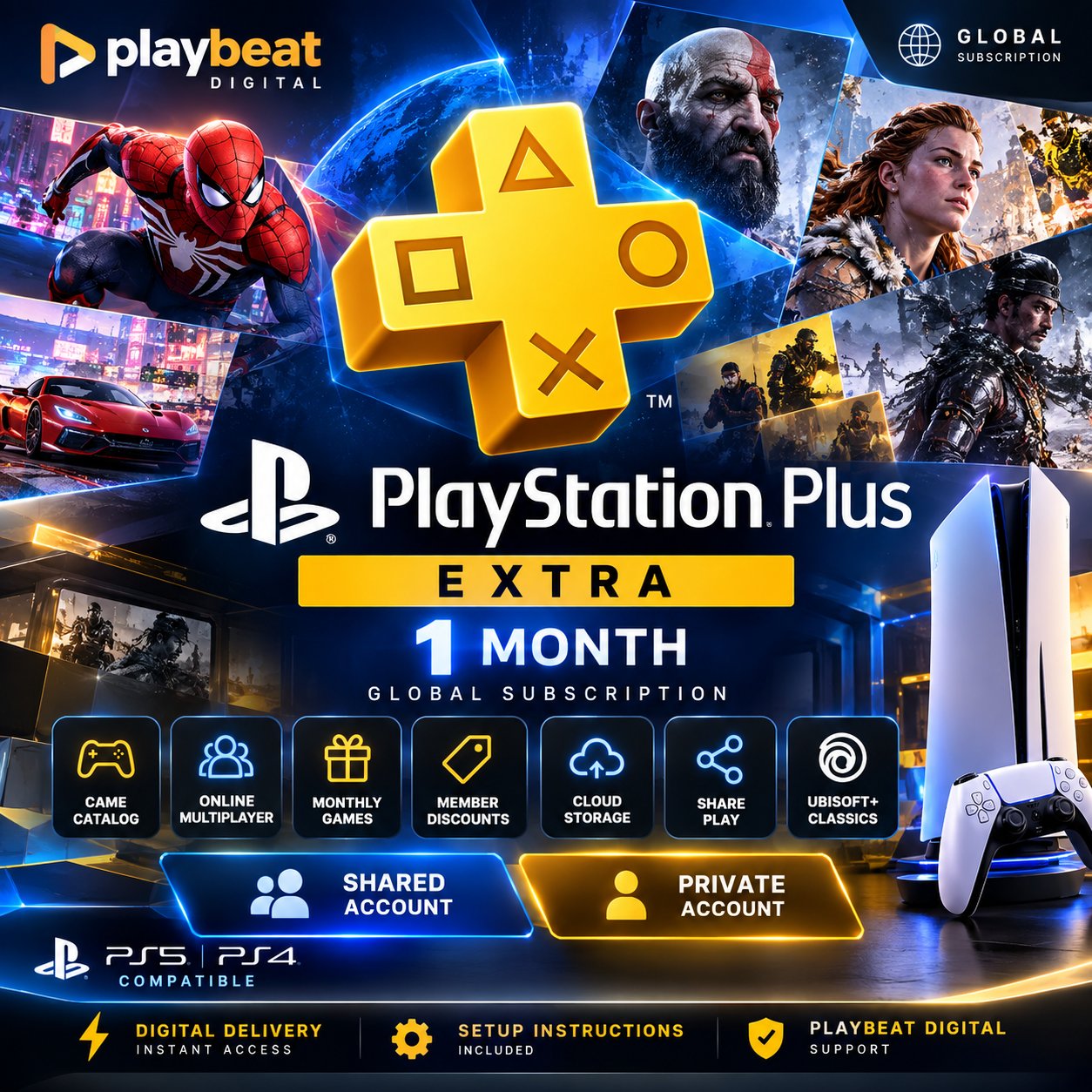 PlayStation Plus Extra 1 Month Global – Shared / Private Account
