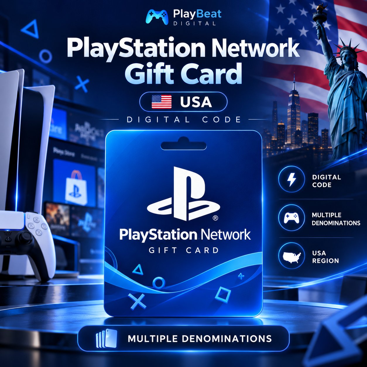 PlayStation Network Gift Card USA – PSN Digital Code