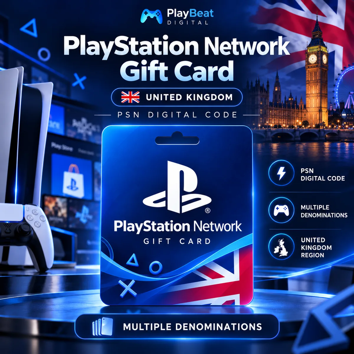 PlayStation Network Gift Card UK – PSN Digital Code